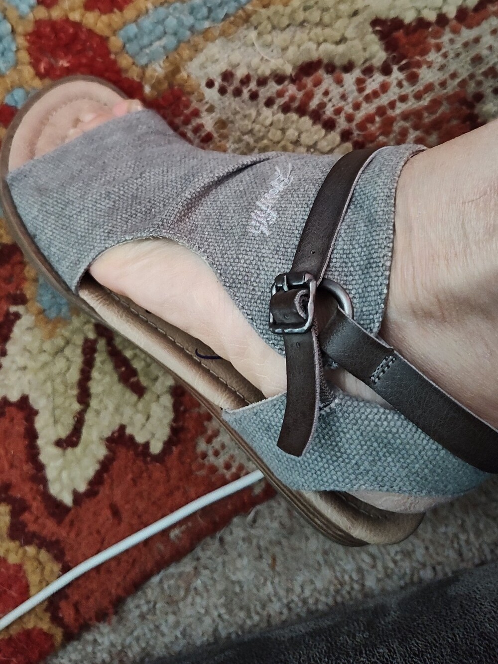 Grey Canvas Open-Toe Wedge Sandal - BLOWFISH MALIBU SIZE 8